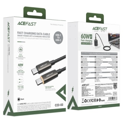 кабель acefast c23-03 type-c - type-c 60w (1.2м) (чорний) 