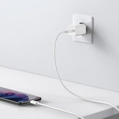 мережевий зарядний пристрій baseus super si (tzccsup-l02) 1type-c/25w/pd + (type-c - type-c) 1m (білий) 