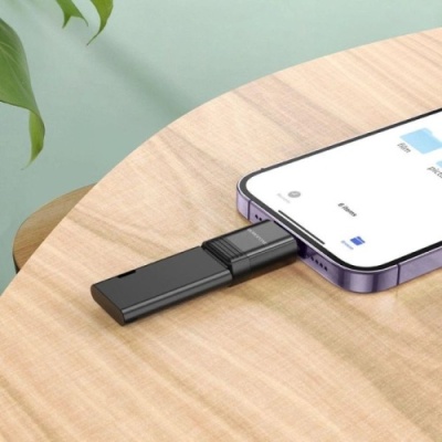 перехідник borofone bv18 lightning male - usb 2.0 female (чорний) 