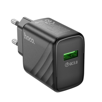 мережевий зарядний пристрій hoco cs21a 1usb/18w/qc3.0 (чорний) 