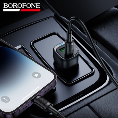 Автомобільний Зарядний Пристрій Borofone BZ34B 38W 1Type-C/20W/PD + 1USB/18W/QC3.0  (Чорний)