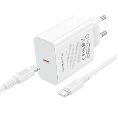 мережевий зарядний пристрій borofone ba109a pd40w (1type-c) + type-c - type-c (білий) 
