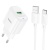 мережевий зарядний пристрій hoco c140a 1usb/18w/qc3.0 + (usb - type-c) (білий) 