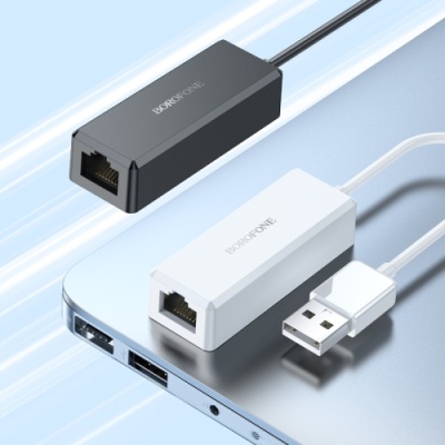 перехідник borofone dh7 ricco usb to rj45 (100 mbps) (чорний) 