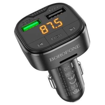 FM Модулятор Borofone BC43 QC 3.0+ 18W (Чорний)