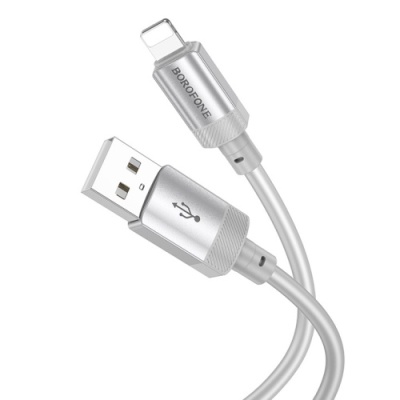 кабель borofone bx108 silicone usb - lightning 2.4a/1m (сірий) 