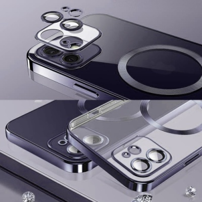 Купить чохол tpu metallic full camera with magsafe для apple iphone 12 (dark purple) онлайн