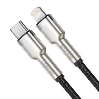 кабель baseus cafule metal (pd) type-c - lightning pd20w/0.25m (catljk-01) (black) 
