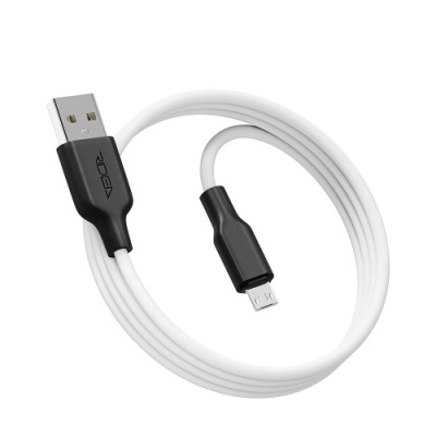 кабель ridea rc-m114 soft silico usb - microusb 3a/1m (біло-чорний) 