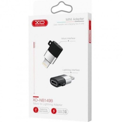 перехідник xo nb149b microusb - lightning (чорний) 