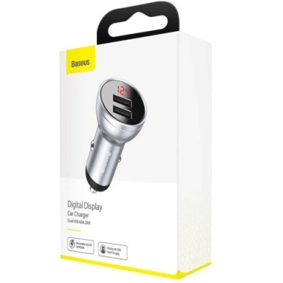 Автомобільний Зарядний Пристрій Baseus Digital (CCBX-0S) 2USB/24W (Silver)