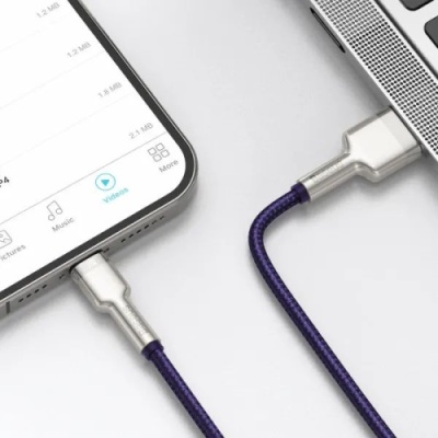 кабель baseus cafule metal usb - lightning 2.4a/1m (caljk-a05) (purple) 