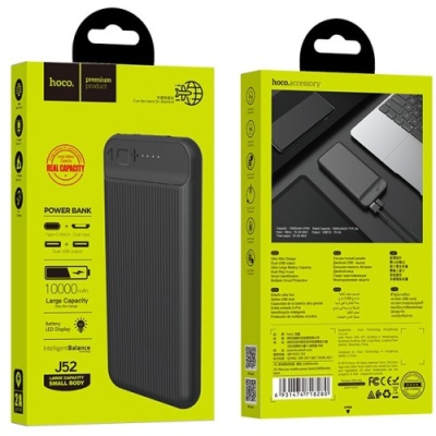 додаткова батарея power bank hoco j52 new joy 10000mah (чорний) 