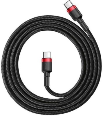 кабель baseus cafule type-c - type-c 60w/1m (catklf-g91) (black-red) 