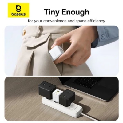мережевий зарядний пристрій baseus palm fast charger (p1011160a213-00) 1usb/qc3.0 + 1type-c/pd 30w (білий) 
