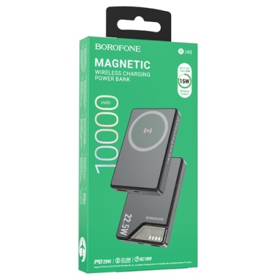 додаткова батарея power bank borofone bj49 astute pd20w+qc3.0 22.5w magnetic 10000mah (чорний) 