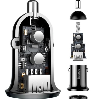 Автомобільний Зарядний Пристрій Baseus Grain Pro (CCALLP-01) 2USB/2.4A (Black)