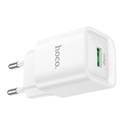 мережевий зарядний пристрій hoco c145a 1usb/18w/qc3.0 (білий) 