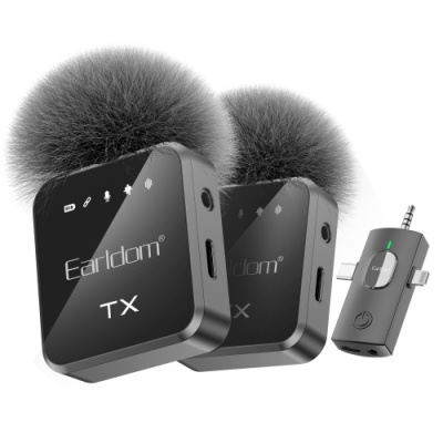 мікрофон петличний бездротовий earldom et-mc-13 bluetooth 5.2 3in1 black 