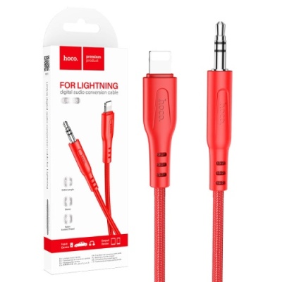 кабель aux hoco upa18 3.5mm(male) - lightning(male) 1m (червоний) 