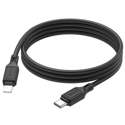 кабель hoco x90 cool silicone (pd) type-c - lightning 20w 3a/1m (чорний) 