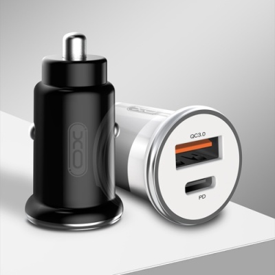 Автомобільний Зарядний Пристрій XO CC25 1USB/QC3.0 + 1Type-C/25W/PD (Білий)