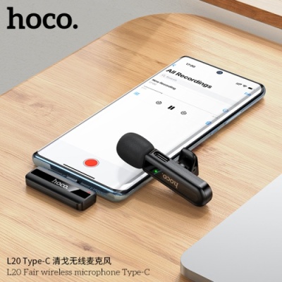 мікрофон петличний бездротовий hoco l20 type-c (чорний) 