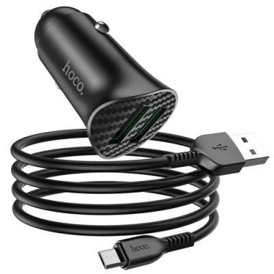 Автомобільний Зарядний Пристрій Hoco Z39 Farsighted 2USB/18W/QC3.0 + (USB - MicroUSB) (Чорний)