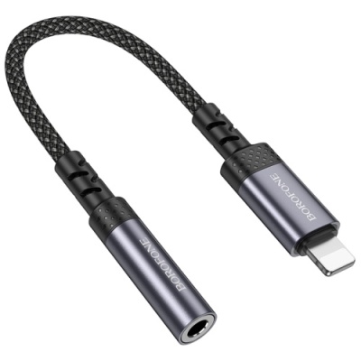 перехідник borofone bv24 lightning(male) to 3.5mm(female) 0.15m (сірий) 