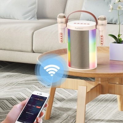 портативна колонка-караоке earldom et-a32 bt5.1 /2 karaoke microphones/rgb lights white 