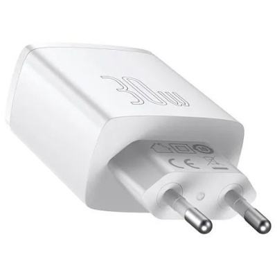 мережевий зарядний пристрій baseus compact quick charger (ccxj-e02) 2usb/18w/qc3.0 + 1type-c/30w/pd (білий) 