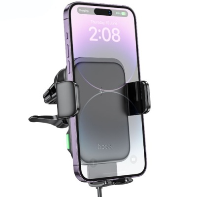 Автотримач Hoco HW10 з безпровідним зарядним пристроєм (Чорний)