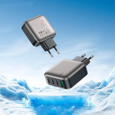 мережевий зарядний пристрій borofone bas57a gan 1usb/20w/qc3.0 + 3type-c/67w/pd (чорний) 