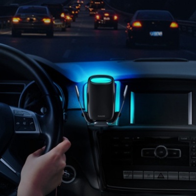 Автотримач з бездротовою зарядкою Baseus Wireless Charger Milky Way Bracket Holder (WXHW02-01) Black