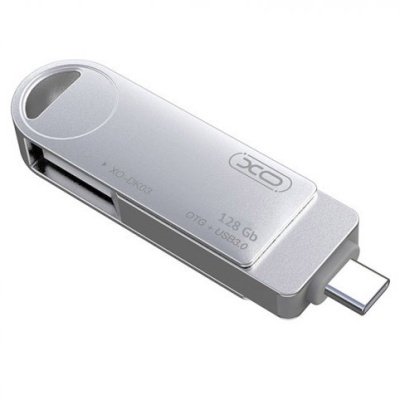 usb флеш-накопичувач xo dk03 usb3.0 + type-c 128gb (сталевий) 