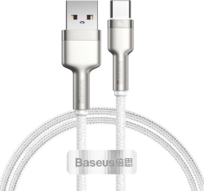 кабель baseus cafule metal usb - type-c 66w/1m (cakf000102) (white) 