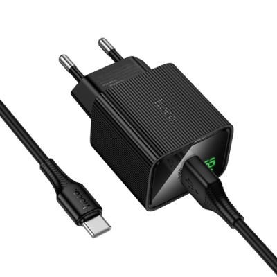 мережевий зарядний пристрій hoco cs81a 1usb/18w/qc3.0 + (usb - type-c) (чорний) 