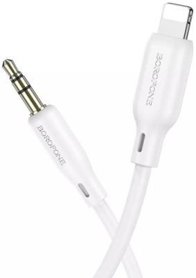 кабель aux borofone bl18 3.5mm(male) - lightning(male) 1m (білий) 