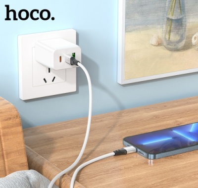 кабель hoco x86 silicone type-c - lightning 20w 3a/1m (білий) 