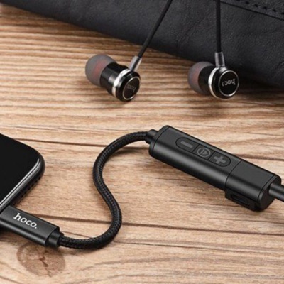 перехідник hoco ls6 tanco lightning - aux (3.5mm) (чорний) 