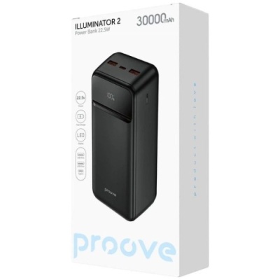 додаткова батарея power bank proove illuminator 2 pd20w+qc3.0 22.5w 30000mah (black) 