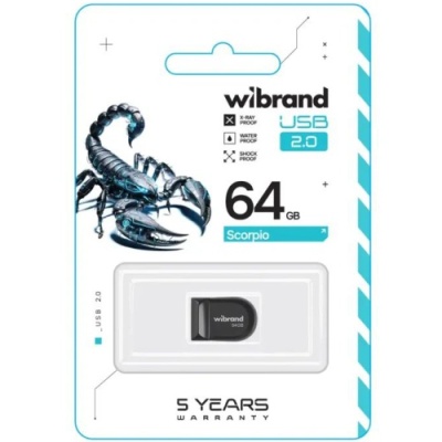 usb флеш-накопичувач wibrand 64gb scorpio (чорний) 