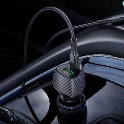 Автомобільний Зарядний Пристрій Borofone BZ31C 1Type-C/30W/PD + 1USB/18W/QC3.0 + (Type-C - Lightning) (Чорний)