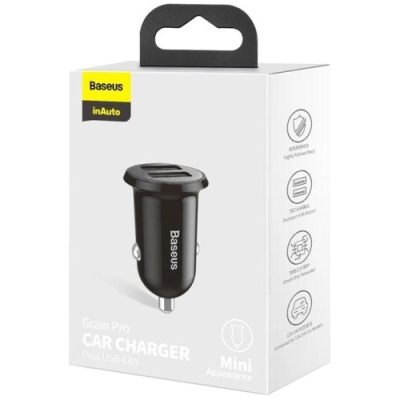 Автомобільний Зарядний Пристрій Baseus Grain Pro (CCALLP-01) 2USB/2.4A (Black)