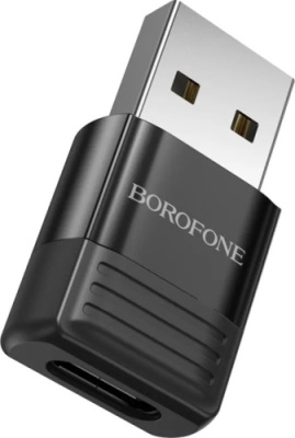 перехідник borofone bv18 usb 2.0 male - type-c female (чорний) 5v-3a max 