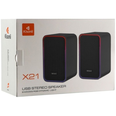 колонки для комп'ютера kisonli x21 rgb usb bt (чорний) 