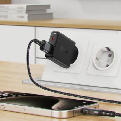 мережевий зарядний пристрій acefast a69 pd30w (1type-c/1usb) (чорний) 