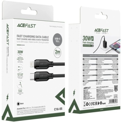 кабель acefast c16-05 type-c - lightning (2м) (чорний) 
