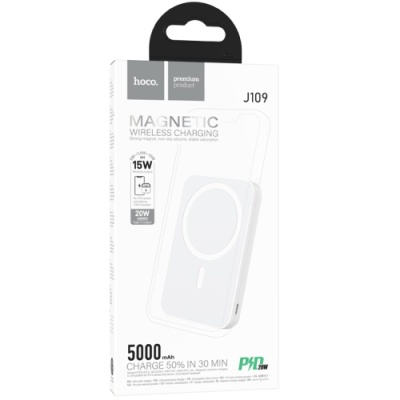 додаткова батарея power bank hoco j109 easy pd20w magsafe fast charging power bank 5000mah (білий) 
