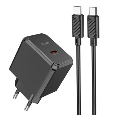 мережевий зарядний пристрій hoco cs13a 1type-c/20w/pd + (type-c - type-c) (чорний) 
